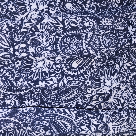 Garnet Hill Dress Sz 4 Blue White Pleated Lagenlook Paisley Floral Drape Pockets - Picture 6 of 9